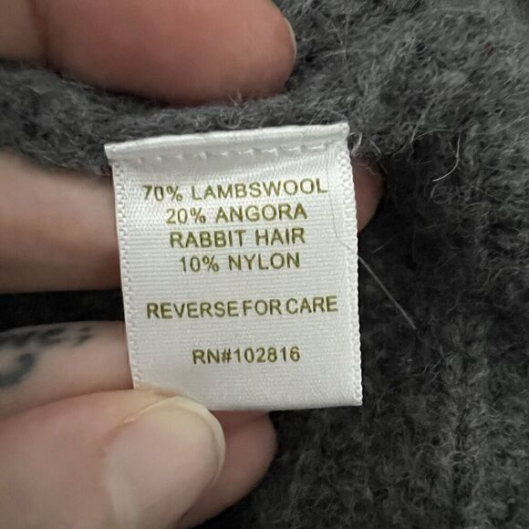 Garnet Hill Women's Sweater Size S Gray Lambswool Angora Blend Side Zippers - Picture 3 of 8